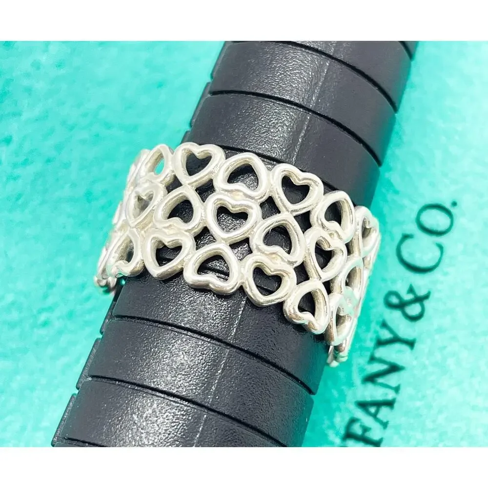 Tiffany & Co. Paloma Picasso Crown of Hearts Wide Ring Sterling Silver Size 7